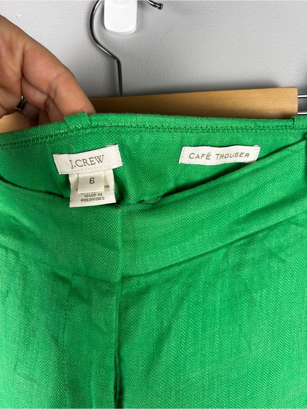 J CREW Cafe Trouser 100% Linen Kelly Green Size 6 Coastal Old Money Classic - Picture 3 of 5
